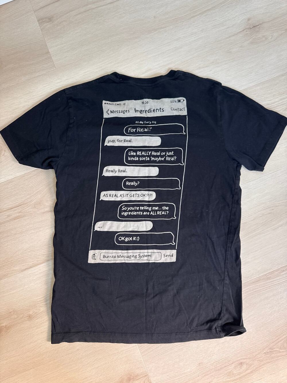 Loomstate Chipotle Burrito Graphic Tee Black Unisex Employee Shirt Sz Small